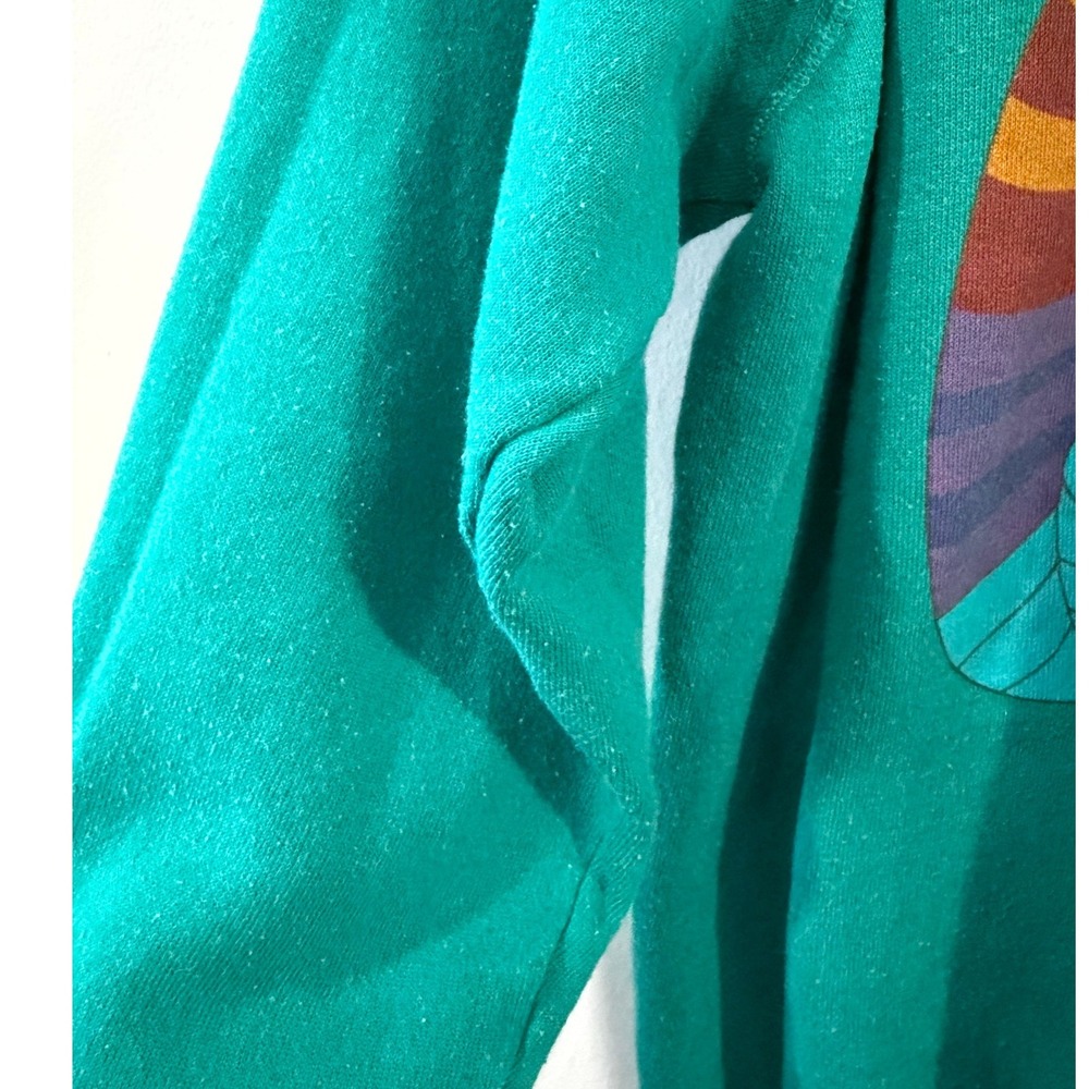 Vintage Laurel Burch Cat Graphic Sweatshirt Teal Green Large Made in USA 80s 90s - Picture 3 of 6